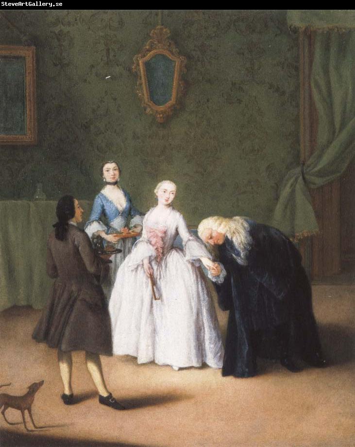 Pietro Longhi A Nobleman Kissing a Lady-s Hand